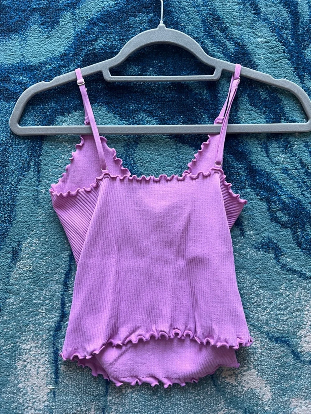 Free People Lavender Ruffle-Edge Ribbed Cami - Picture 3 of 3